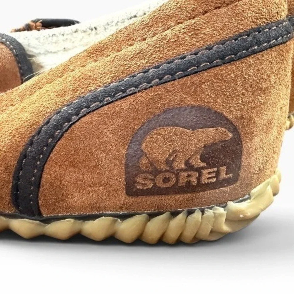 Sorel Mens Nakiska Suede Slippers British Tan Faux Fur Moccasins NM2025-242 9